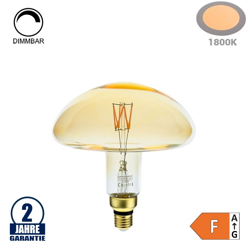 8W LED Vintage E27 MS200 Birne Gold Glas Warmweiß 1800K Dimmbar