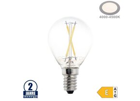 2W LED FILAMENT E14 G45 Birne Glas 200 Lumen Neutralweiß