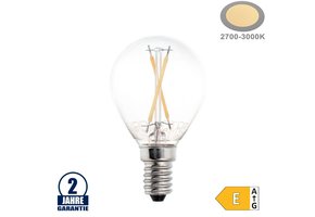 2W LED FILAMENT E14 G45 Birne Glas 200 Lumen Warmweiß