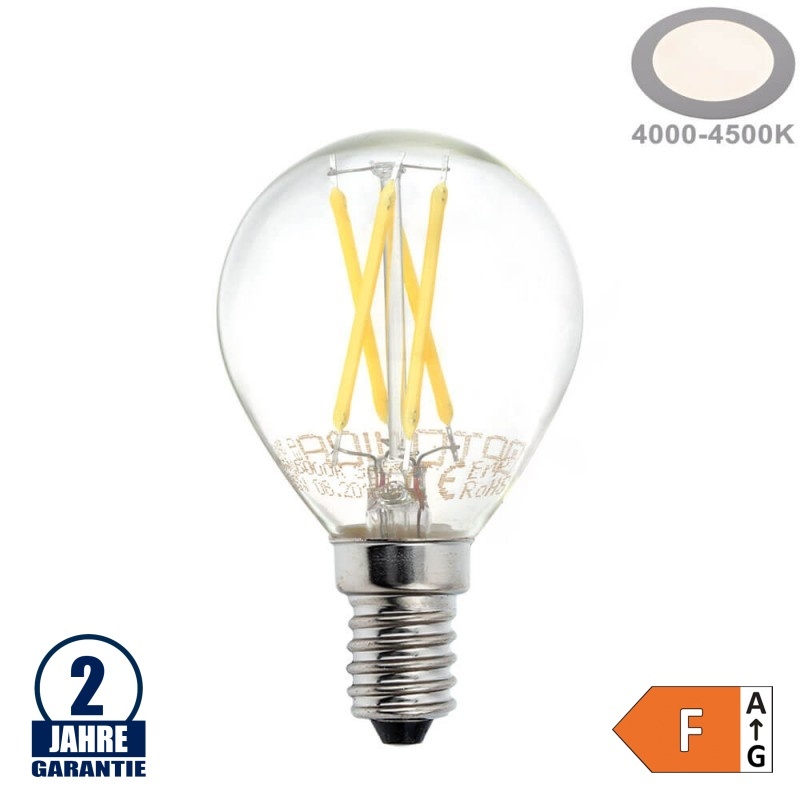 4W LED FILAMENT E14 G45 Birne Glas 400 Lumen Neutralweiß