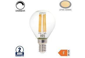4W LED FILAMENT E14 G45 Birne Glas 400 Lumen Warmweiß Dimmbar