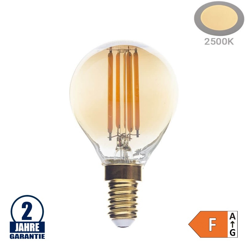 4W LED Vintage E14 G45 Birne Gold Glas Warmweiß 2500K