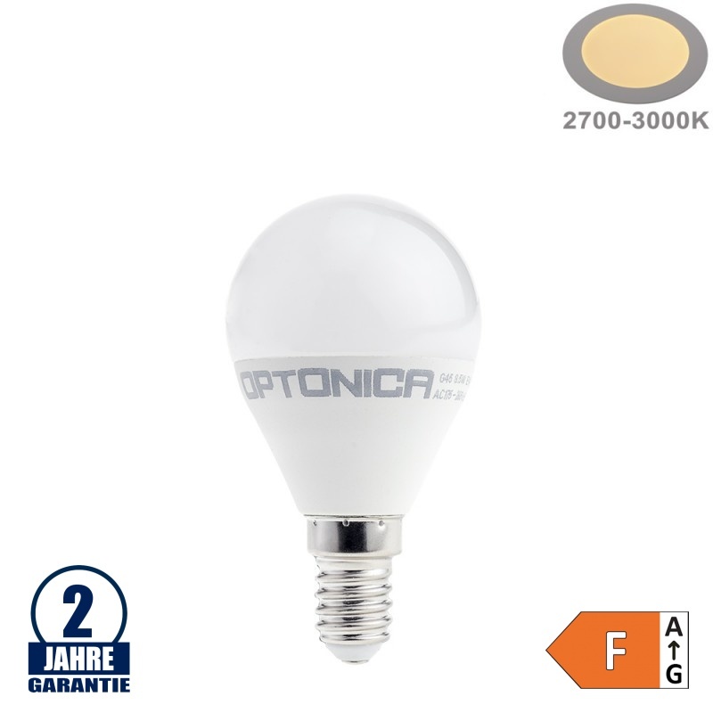 8,5W LED E14 G45 Birne Kunststoff Warmweiß
