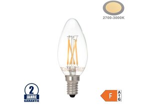 4W LED FILAMENT E14 C35 Kerze Glas 400 Lumen Warmweiß