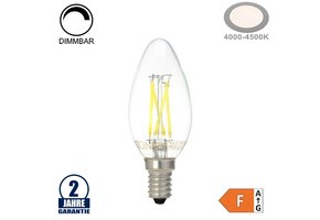 4W LED FILAMENT E14 C35 Kerze Glas 400 Lumen Neutralweiß Dimmbar