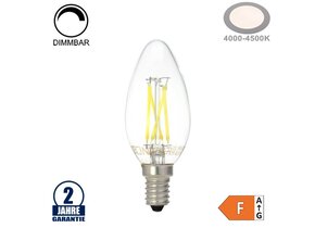 4W LED FILAMENT E14 C35 Kerze Glas 400 Lumen Neutralweiß Dimmbar