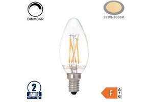 4W LED FILAMENT E14 C35 Kerze Glas 400 Lumen Warmweiß Dimmbar