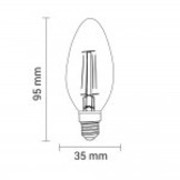 4W LED FILAMENT E14 C35 Kerze Glas 400 Lumen Warmweiß Dimmbar
