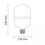 45W LED E27 T140 Birne Kunststoff Kaltweiß