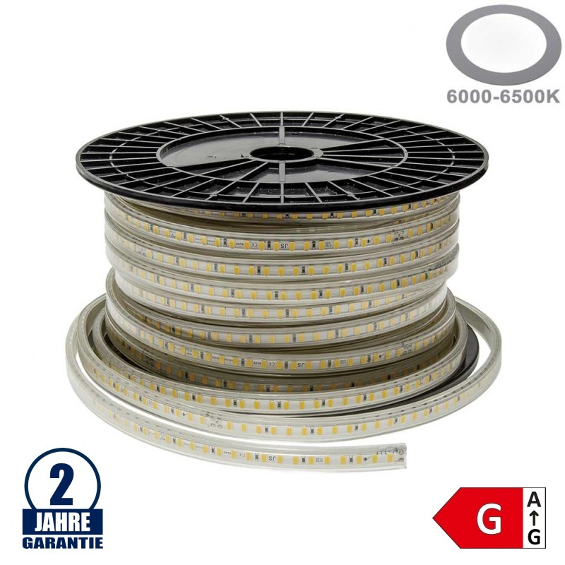 120SMD/m 10W 230V LED Streifen 5730 Wassergeschützt Kaltweiß IP44 1m