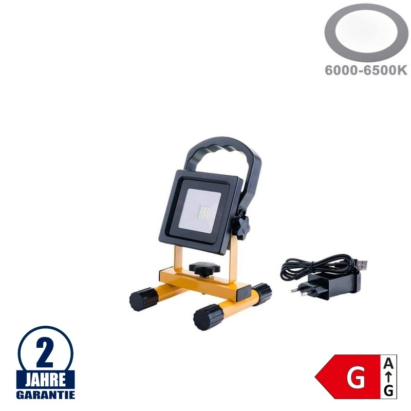 10W LED SMD Fluter Portable mit Akku 2 Kaltweiß