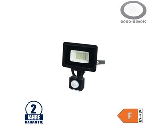 10W LED SMD Fluter City Line Schwarz mit Bewegungsmelder Kaltweiß