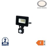 10W LED SMD Fluter City Line Schwarz mit Bewegungsmelder Neutralweiß
