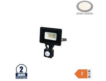 10W LED SMD Fluter City Line Schwarz mit Bewegungsmelder Neutralweiß
