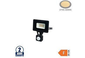 10W LED SMD Fluter City Line Schwarz mit Bewegungsmelder Warmweiß