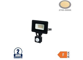10W LED SMD Fluter City Line Schwarz mit Bewegungsmelder Warmweiß