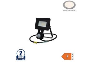 10W LED SMD Fluter mit Bewegungsmelder und 70cm Kabel Schwarz Neutralweiß