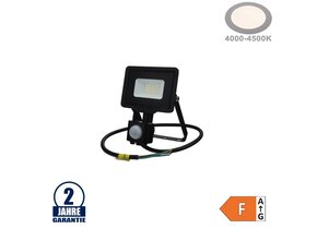 10W LED SMD Fluter mit Bewegungsmelder und 70cm Kabel Schwarz Neutralweiß