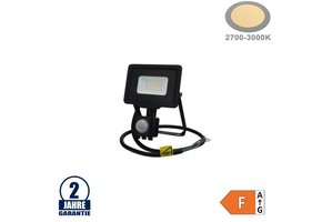 10W LED SMD Fluter mit Bewegungsmelder und 70cm Kabel Schwarz Warmweiß