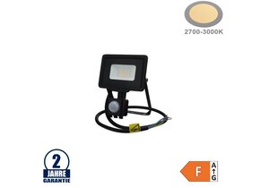 10W LED SMD Fluter mit Bewegungsmelder und 70cm Kabel Schwarz Warmweiß