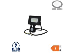 10W LED SMD Fluter mit Bewegungsmelder und 70cm Kabel Schwarz Kaltweiß
