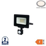 20W LED SMD Fluter City Line Schwarz mit Bewegungsmelder Neutralweiß