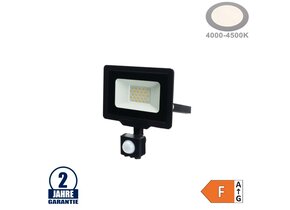 20W LED SMD Fluter City Line Schwarz mit Bewegungsmelder Neutralweiß