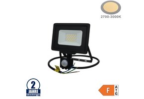 20W LED SMD Fluter mit Bewegungsmelder und 70cm Kabel Schwarz Warmweiß