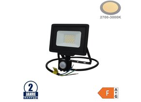 20W LED SMD Fluter mit Bewegungsmelder und 70cm Kabel Schwarz Warmweiß