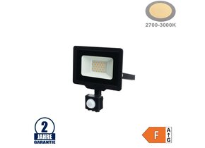 20W LED SMD Fluter City Line Schwarz mit Bewegungsmelder Warmweiß