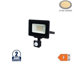 20W LED SMD Fluter City Line Schwarz mit Bewegungsmelder Warmweiß