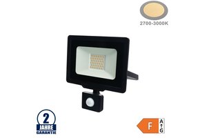30W LED SMD Fluter City Line Schwarz mit Bewegungsmelder Warmweiß