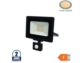 30W LED SMD Fluter City Line Schwarz mit Bewegungsmelder Warmweiß