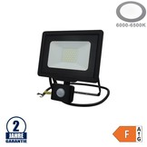 30W LED SMD Fluter mit Bewegungsmelder und 70cm Kabel Schwarz Kaltweiß