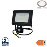30W LED SMD Fluter mit Bewegungsmelder und 70cm Kabel Schwarz Neutralweiß