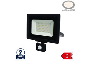 50W LED SMD Fluter City Line Schwarz mit Bewegungsmelder Neutralweiß
