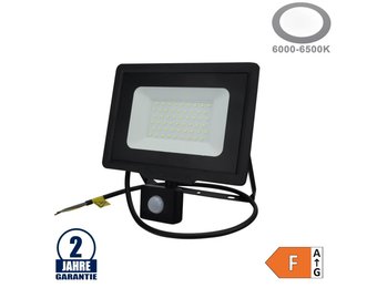 50W LED SMD Fluter mit Bewegungsmelder und 70cm Kabel Schwarz Kaltweiß
