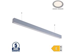 40W LED Linearleuchte Slim Professional mit Abhängung Silber Neutralweiß