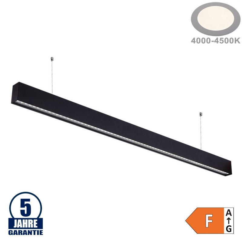 50W LED Linearleuchte mit Abhängung UGR19 Schwarz Neutralweiß