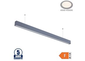 50W LED Linearleuchte mit Abhängung UGR19 Silber Neutralweiß