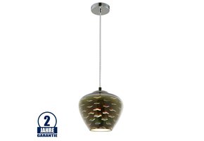 3D Glas Pendelleuchte Chromfarben Mövenmuster D200 E27