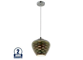 3D Glas Pendelleuchte Chromfarben Mövenmuster D200 E27