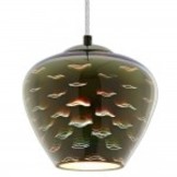 3D Glas Pendelleuchte Chromfarben Mövenmuster D200 E27