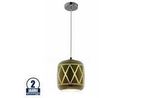 3D Glas Pendelleuchte Chromfarben Rombusmuster D200 E27