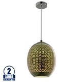 3D Glas Pendelleuchte Chromfarben Kreismuster D220 E27