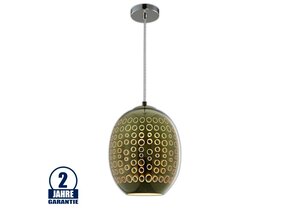 3D Glas Pendelleuchte Chromfarben Kreismuster D220 E27