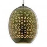 3D Glas Pendelleuchte Chromfarben Kreismuster D220 E27