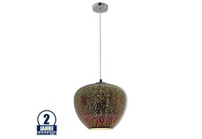 3D Glas Pendelleuchte Chromfarben Feuerwerk D290 E27