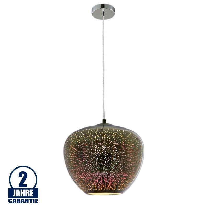 3D Glas Pendelleuchte Chromfarben Feuerwerk D290 E27