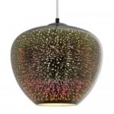 3D Glas Pendelleuchte Chromfarben Feuerwerk D290 E27